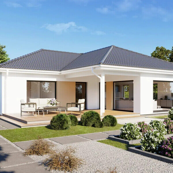 Winkelbungalow mit Top-Ausstattung in KFW 40 Bauweise nahe Augsburg